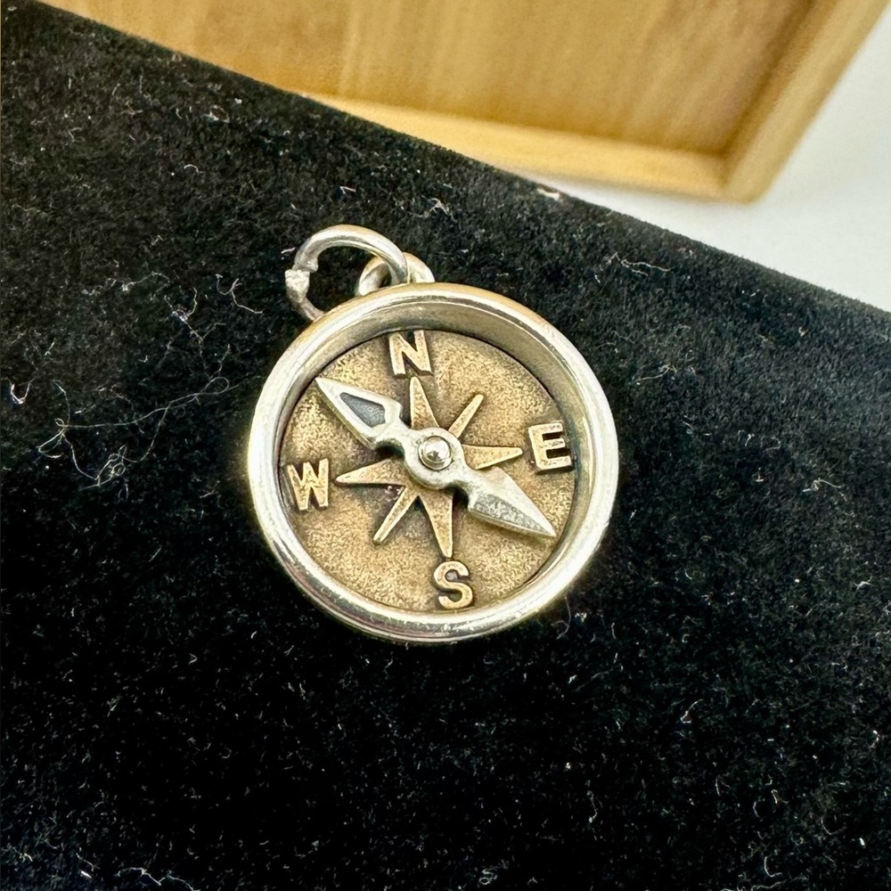 JAMES AVERY Sterling Silver Bronze The Way Spinner Compass Charm Pendant RETIRED